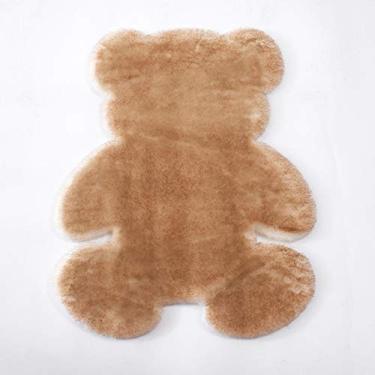 Imagem de Tapetes de área falsos fofos, antiderrapante super macio em forma de desenho animado tapete de pilha curta lavável para sala de estar quarto estudo banheiro varanda almofada de sofá infantil, café, 90 * 120 cm