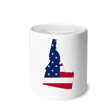 Imagem de DIYthinker Idaho America Map Stars Stripes Flag Money Box Saving Banks Ceramic Coin Case Kids Adults