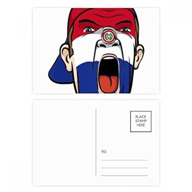 Imagem de Bandeira do Paraguai maquiagem facial cabeça boné conjunto de cartão postal cartão de aniversário envio cartão de agradecimento