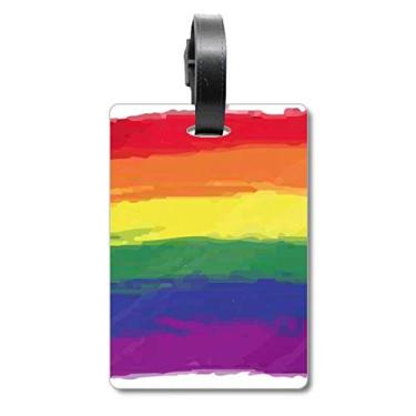 Imagem de Stippling Arco-íris Gay Lésbica LGBT Maleta Etiqueta de Bagagem Cartão Pendurado Etiqueta Scutcheon, Multicolorido.