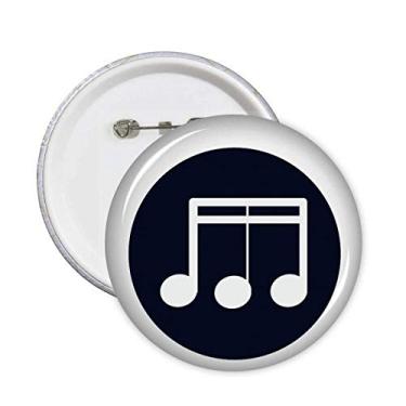 Imagem de Triple-Demiquaver notas musicais pretas, botão de crachá redondo, decoração de roupas, 5 peças