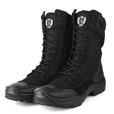 Imagem de Bota Coturno Masculina Couro Militar Preta Cano Médio Estilosa Unissex CMR Shoes Tamanho:38;Cor:Preto