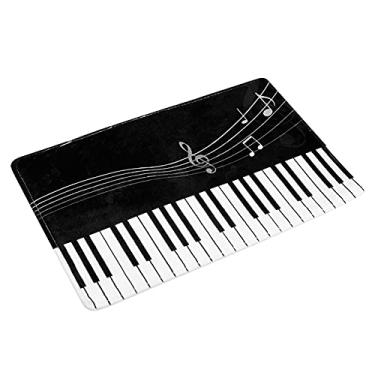 Imagem de Tapete de banho, impressão de notas musicais, antiderrapante, de secagem rápida, super absorvente de água, para banheiro, cozinha, quarto (D2123-4)