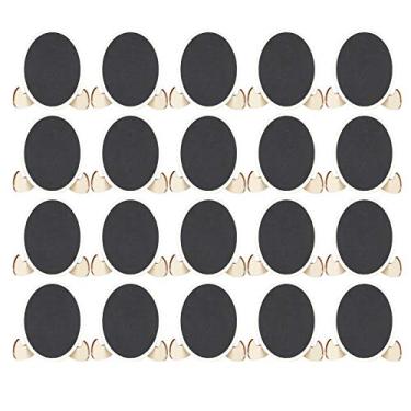 Imagem de 20 peças quadro-negro de madeira mini etiquetas placas placas cartões mensagens etiquetas negro casamento decoração artesanato exibição