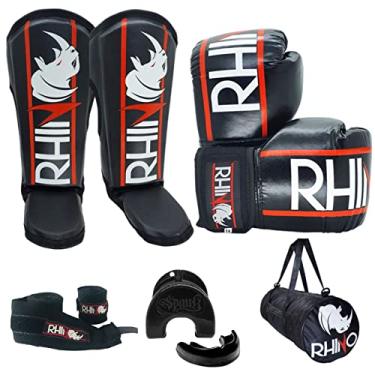 Imagem de Kit Completo Muaythai e Kickboxing Rhino by Spank para Iniciantes (14oz)