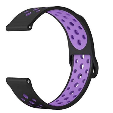 Imagem de Pulseiras esportivas NSmart Smartwatch 22mm ou 20mm compatível com Samsung Galaxy Watch 3 45mm - 41mm - Galaxy Watch 46mm - Gear S3 Frontier - Amazfit GTR 2 / GTR 3 / GTS / GTS 2 / GTS 3 / GTS mini - Stratos 2 / Stratos 3 - Pace - Hawei GT - Nandos_Store (22mm, Preto/Roxo)