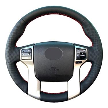 Imagem de Cobertura de volante de carro de couro preto costurado à mão para carro DIY, para Hyundai Santa Fe 2001-2006