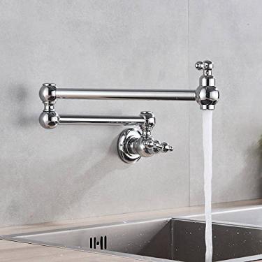 Imagem de Torneira de parede preta cromada única torneira de água fria 360 bico giratório torneira de lavagem dobrável pescoço torneira da cozinha do banheiro, A2