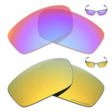 Imagem de Mryok+ 2 pares de lentes polarizadas de substituição para óculos de sol Oakley Splinter – rosa cobalto/ouro 24K