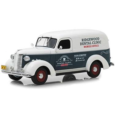 Imagem de 1939 Chevrolet Painel de Caminhão "Ridgewood Clínica Dentária" "Norman Rockwell Veículos de Entrega de" Série Cinza Escuro e Branco 1/24 Diecast Modelo de Carro Greenlight