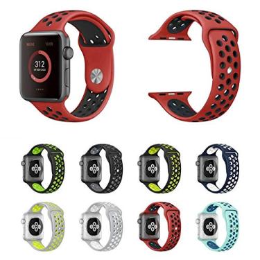 Imagem de Pulseira NK-Sport LTIMPORTS, compativel com Apple Watch 42mm Series 11/10, 41mm Series 9/8/7, 40mm Series 6/5/4/SE e Apple Watch 38mm Series 3/2/1 (Vermelho com Preto)