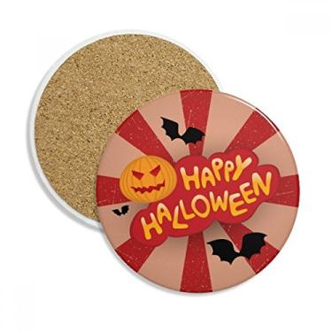 Imagem de Caneca de porta-copos com fonte de Halloween de desenho animado e pedra absorvente de proteção de mesa