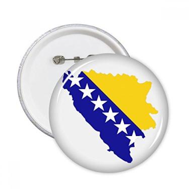 Imagem de Mapa da Bósnia e Herzegovina Bandeira Nacional Pinos Redondos Emblema Decoração de Roupas 5 peças Presente