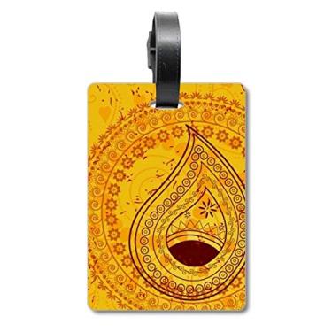 Imagem de Printing Repeat Cloth Yellow Colorful Art Suitcase Bagagem Etiqueta Bagagem Etiqueta Etiqueta Scutcheon Etiqueta
