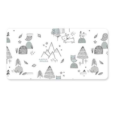 Imagem de DIYthinker Placa de carro de desenho animado pássaro montanha estrela grama árvore decoração de carro acessório de aço inoxidável