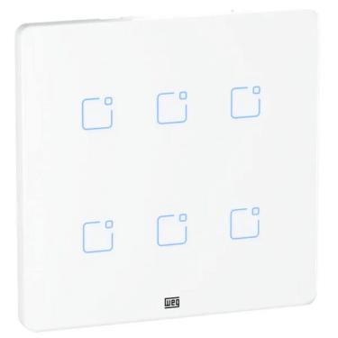 Imagem de Interruptor Touch Inteligente 6 Botoes WI-FI 10A + RF com Placa 4X4 WEG Home Branco