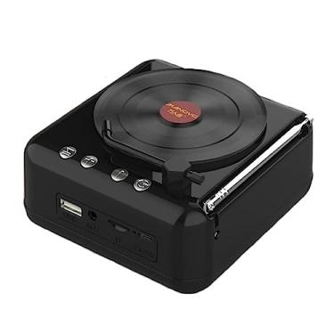 Imagem de Toca-discos de Vinil Portátil Alto-falante Retrô USB Vinil Turntable Stereo Vintage Record Plater U Disk/AUX Play Som HIFI 1000Ah Bateria de Lítio Gramofone,Black,112 * 105 * 57mm