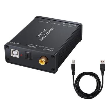 Imagem de TECKEEN Conversor digital DAC para estéreo L/R e conector de 3,5 mm, saída estéreo de fone de ouvido de 3,5 mm, adaptador de placa de som de áudio USB