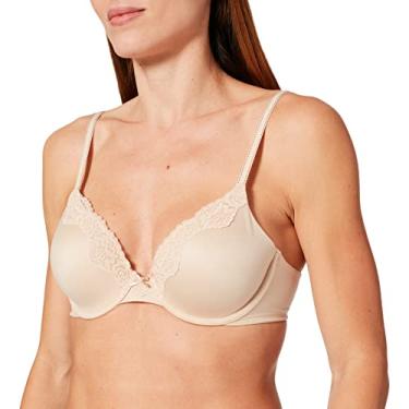 Imagem de Maidenform Sutiã feminino Comfort Devotion, sutiã com aro, sutiã de cobertura total para mulheres, Levantador de latte/preto, 36D