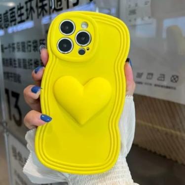 Imagem de Capa de telefone onda de silicone de coração de cor doce para Samsung Galaxy A71 A51 A31 A21 A11 A10 A20 A30 A50 A7 2018 A13 Lite 4G Capa mole, amarela, para A21