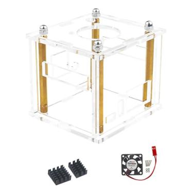 Imagem de Caixa de acrílico com gabinete de ventilador de resfriamento caixa protetora transparente para Orange Pi Zero 3
