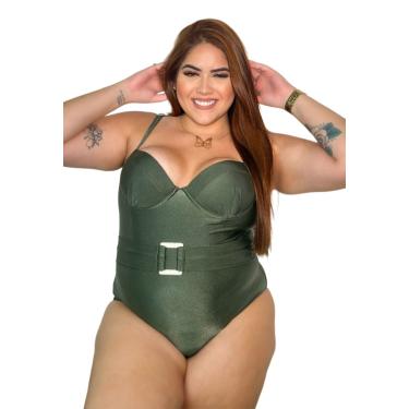 Imagem de Maiô Feminino Liso Plus Size Com Bojo Verde  feminino