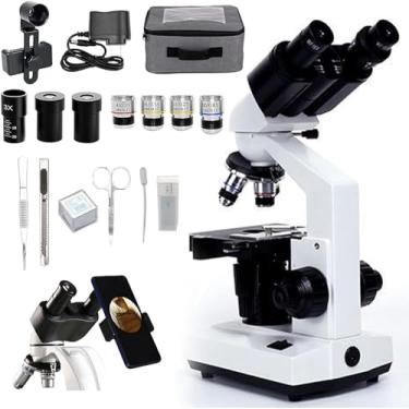 Imagem de CHONGHAN 6000X Microscópio Composto Binocular, Com Conjunto De Lâminas De Microscópio (WF35X Oculares), Suporte Para Telefone (Fotos E Grave Vídeos), Para A EducaçãO DoméStica Do LaboratóRio Escolar