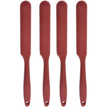 Imagem de Conjunto de espátula de silicone, 4 peças de espátula de silicone premium resistente ao calor, espátulas de borracha antiaderente com núcleo de aço inoxidável reforçado, ferramentas de cozimento para