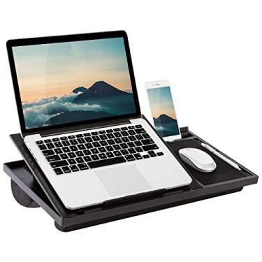 Imagem de LapGear Ergo Pro suporte para laptop – mesa de aba com 20 ângulos ajustáveis, mouse pad e suporte de telefone – Preto – serve para laptops e a maioria dos tablets de até 15,6 polegadas – Estilo número 49408