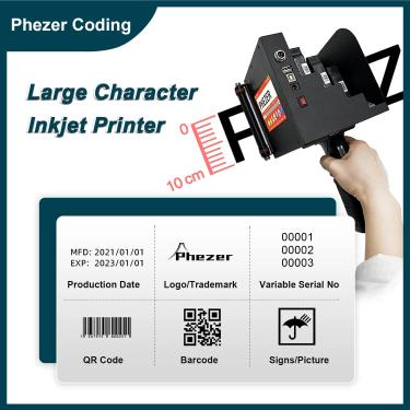 Imagem de Impressora a jato de tinta portátil Phezer  Impressora de etiquetas  QR Bar Batch Code  Data Number