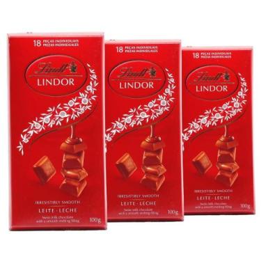 Imagem de Kit 3 Tabletes De Chocolate Suíço Ao Leite Lindt Lindor 100G