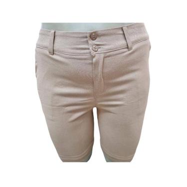 Imagem de Bermuda Feminina Linho Com Elastano Corte Alfaiataria Social Plus Size