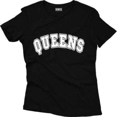 Imagem de Camiseta Algodão Feminina New York City Queens Tamanho:GG;Cor:Preto