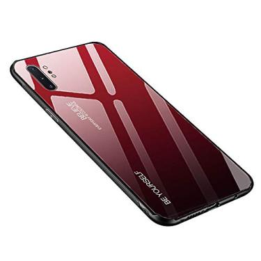 Imagem de Capa Luhuanx para Samsung Galaxy Note 10 Plus, Note 10 + Plus, capa com estampa de vidro temperado nas costas + moldura de TPU capa híbrida fina para Galaxy Note10 Plus (2019) antiqueda, Gradient Red Black 06