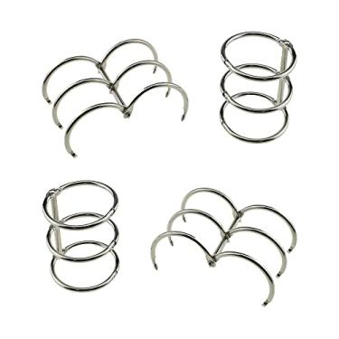 Imagem de HAHIYO 4 peças, prata, 30 mm/1,2 polegada de diâmetro interno de metal, 3 anéis, folhas soltas, anéis de livro de encaixe divididos de aço inoxidável para fichário de viagem, diário, álbum de fotos, encadernação, pente de espinhas