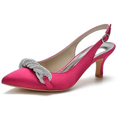 Imagem de GAGALU Sandálias femininas de bico fino, sapatos de festa de verão, Vermelho rosa, 34