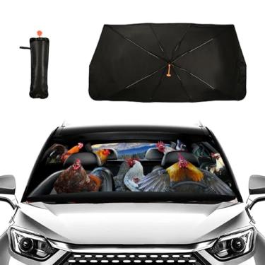 Imagem de Firiseroh Guarda-sol engraçado de galo para carro, para-brisa, guarda-sol, guarda-chuva, pára-brisas, capas, janela, bloqueios, raios UV, acessórios para automóveis, guarda-brisas