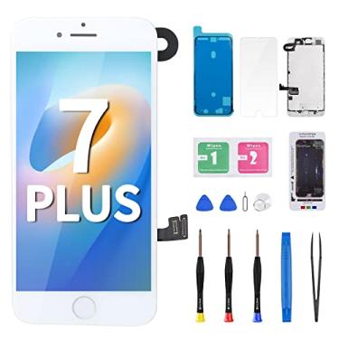 Imagem de DGSCSMY Substituição de tela para iPhone 7 Plus com botão Home White Fix LCD 3D Touch 14.0 cm Display digitalizador Ear Speaker Montagem completa Vidro Sensor de câmera frontal 7plus Kit de