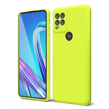 Imagem de oakxco Capa de telefone projetada para Motorola Moto G Stylus 5g 2021 de silicone, cor brilhante neon vibrante, capa de telefone de gel de borracha macia para mulheres e meninas, fina, fina, flexível, protetora, TPU de 6,8 polegadas, amarelo neon
