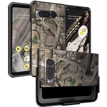 Imagem de Capa com clipe para Google Pixel Fold (2023), capa tática para celular Nakedcellphone Special Ops e [catraca rotativa] Conjunto de suporte de coldre de quadril para cinto - Design de árvore camuflada