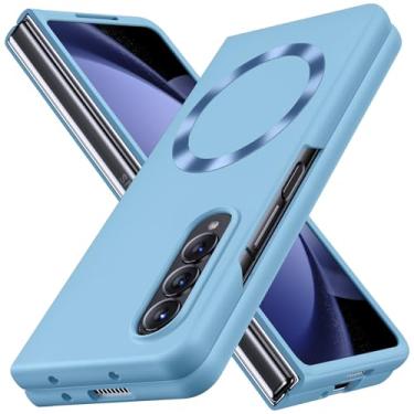 Imagem de YSLBWLE Capa magnética magnética para Samsung Galaxy Z Fold 4 fina e de proteção de nível militar, azul 21-zfold4-05