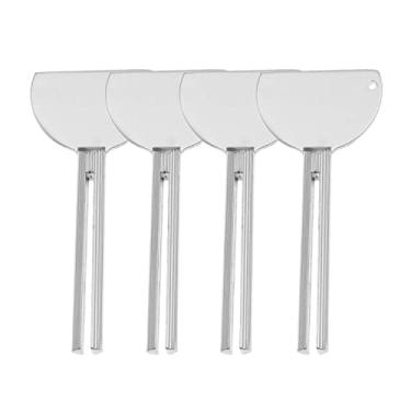 Imagem de QICAITU 4 peças Espremedor de pasta de dente espremedor de tubo de metal Presser Tube Roller Tube Wringer Keys Dispenser Roller para pasta de dente creme de óleo cosmético espremedor de tinta (prata)