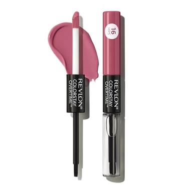 Imagem de Revlon ColorStay Overtime Lipcolor, dupla Terminou longwearing Líquido Batom com Clear Lip Gloss, com vitamina E in Pink, ilimitado Mulberry (220), 0,07 onças