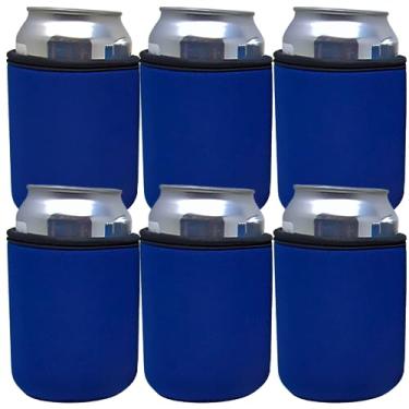 Imagem de TahoeBay Premium mangas de lata – 5 mm de espessura, biscoitos de cerveja de neoprene para latas – Coolers de bebida em branco (azul marinho, 6)