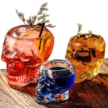 Imagem de 3 peças de caveira havaiana coquetel tiki caneca de vidro festa de Halloween, festival de cerveja vinho