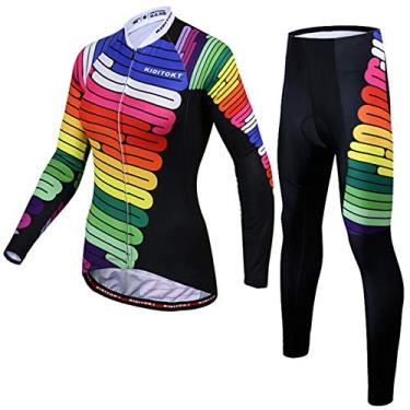 Imagem de Camisetas femininas de ciclismo - roupas de ciclismo femininas ternos superiores e inferiores, respirável e de alta elasticidade, multicolorido-1, 3GG