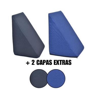 Imagem de Kit 2 Almofada Triangular Encosto Espuma Antirefluxo Apoio Costas Anatômico Leitura + Capa Extra-Unissex