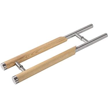 Imagem de Maçaneta deslizante de porta de celeiro 61/81/101 cm para interior exterior, maçaneta moderna de aço inoxidável para chuveiro/porta de celeiro deslizante/portas de vidro, inclui acessórios/marrom