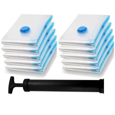 Imagem de Genérico Kit com 10 Sacos à Vácuo 50 x 60cm para Edredom Cobertor e Casaco Roupas + Bomba Manual