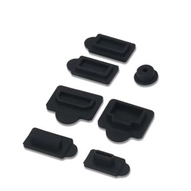 Imagem de Onyehn Conjunto de 6 plugues de poeira de silicone preto, interface USB HDM capa antipoeira plugue à prova de poeira para console de jogos PS5 peças acessórios